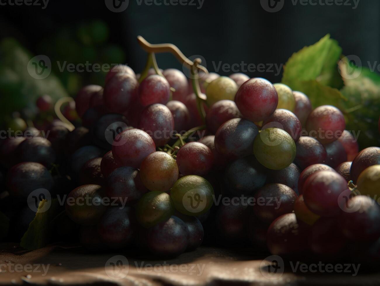 Beautiful organic background of freshly picked grapes created with technology photo