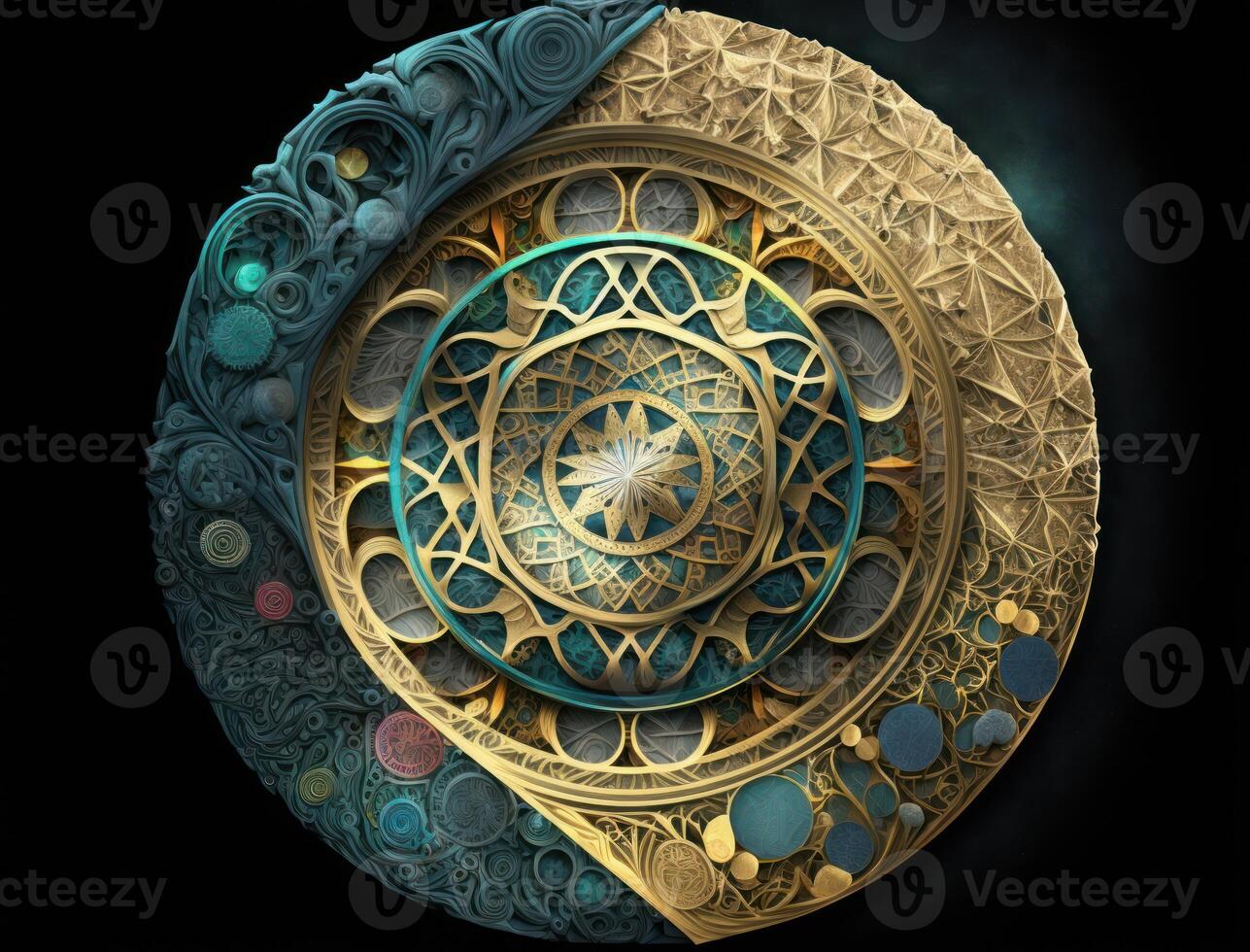 Fractal mandala Sacred geometry background created with technology photo