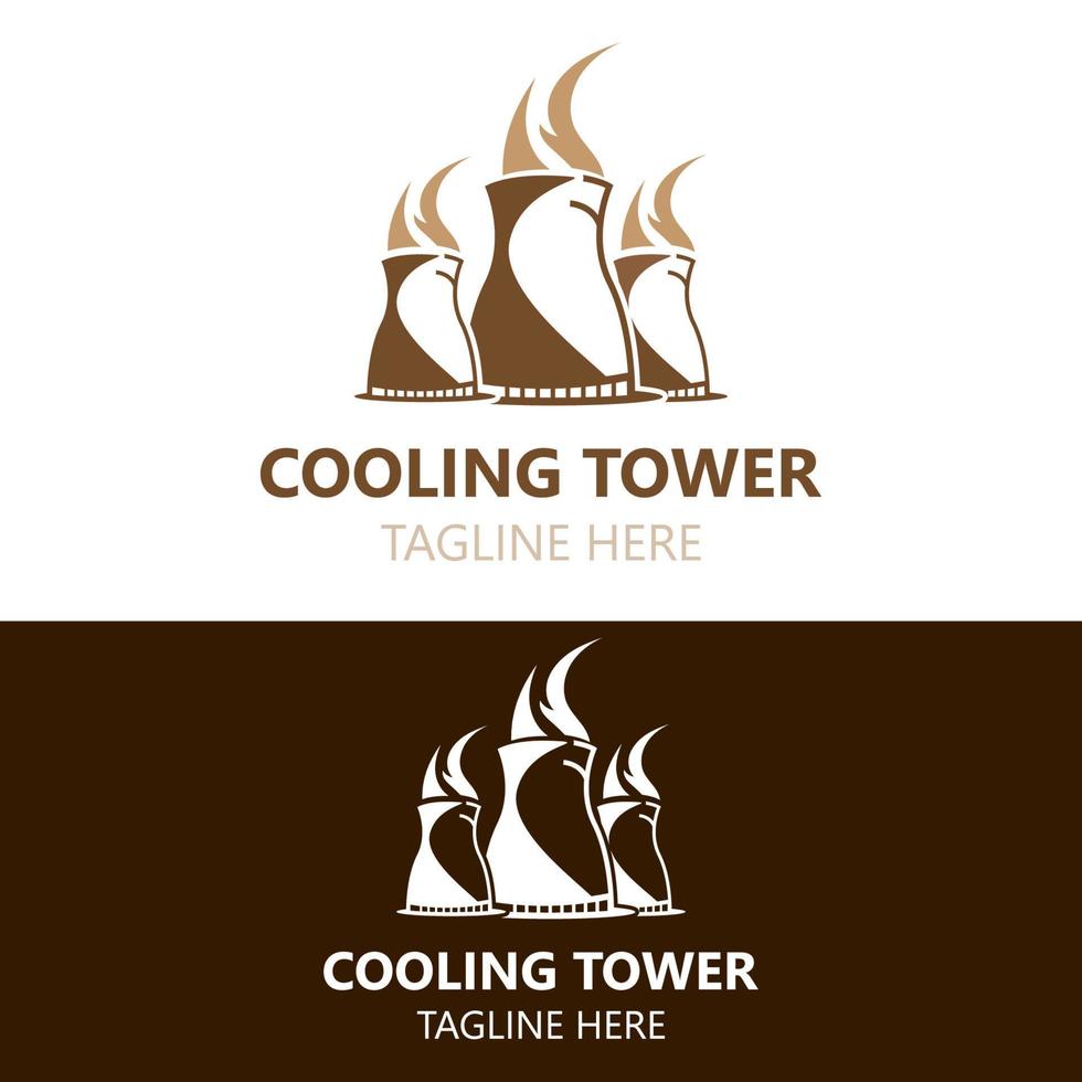 Nuclear Cooling Tower plant vector icon. Factory sign. Industry symbol. Simple isolated logo