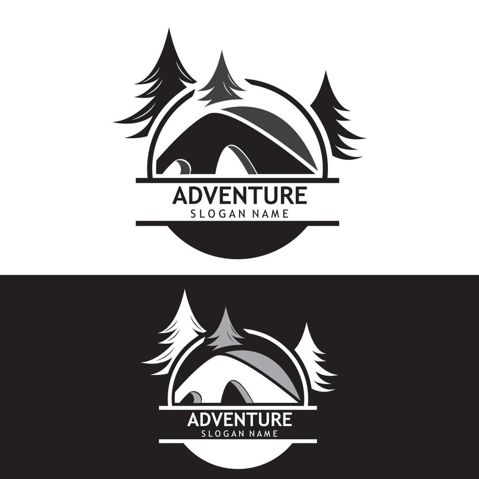 aventuras naturaleza logo diseño imagen viaje y al aire libre cámping aventureros, escaladores modelo vector