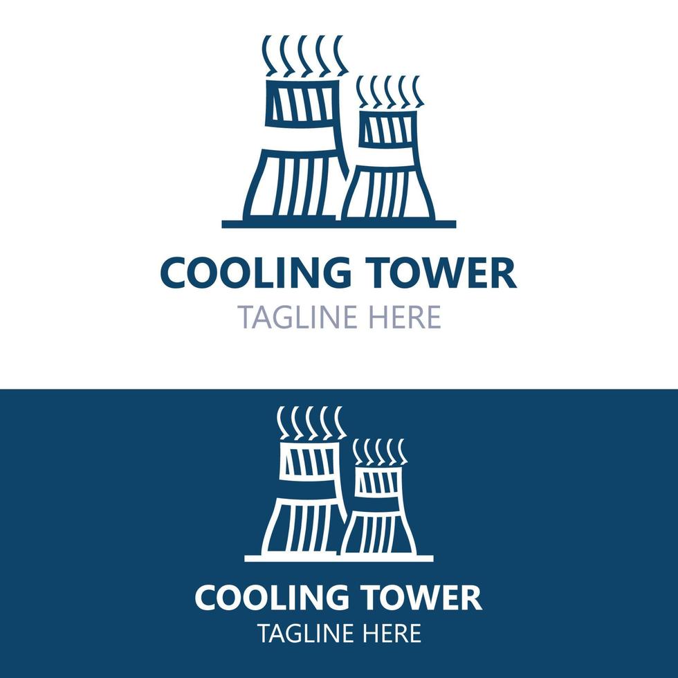 Nuclear Cooling Tower plant vector icon. Factory sign. Industry symbol. Simple isolated logo