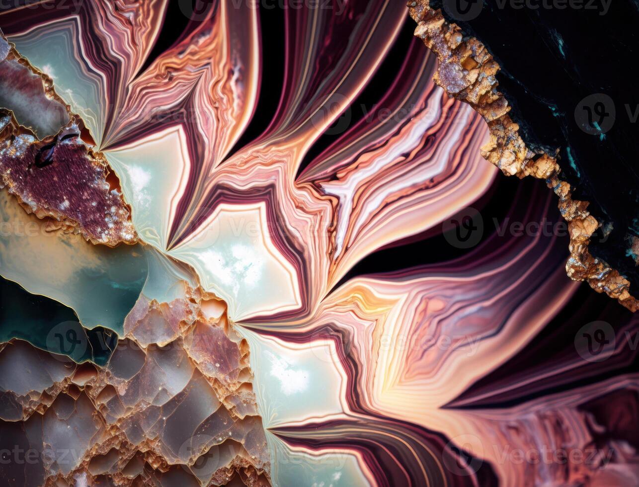 Marble stone texture background material with elements of semi-precious stones and gold created with technology photo