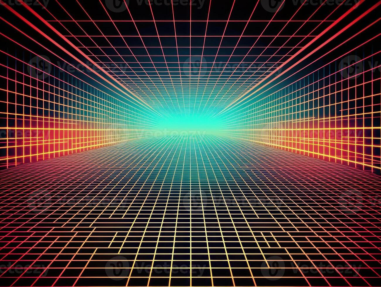 Perspective grid abstract retro background created with technology photo