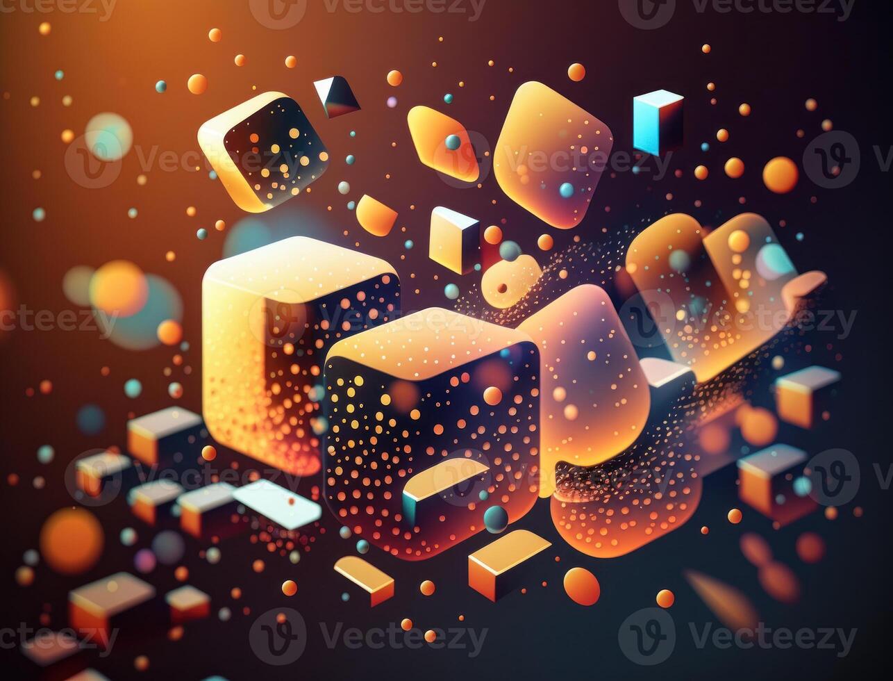 Colorful abstract geometric background with dot shapes pointillism style created with technology photo