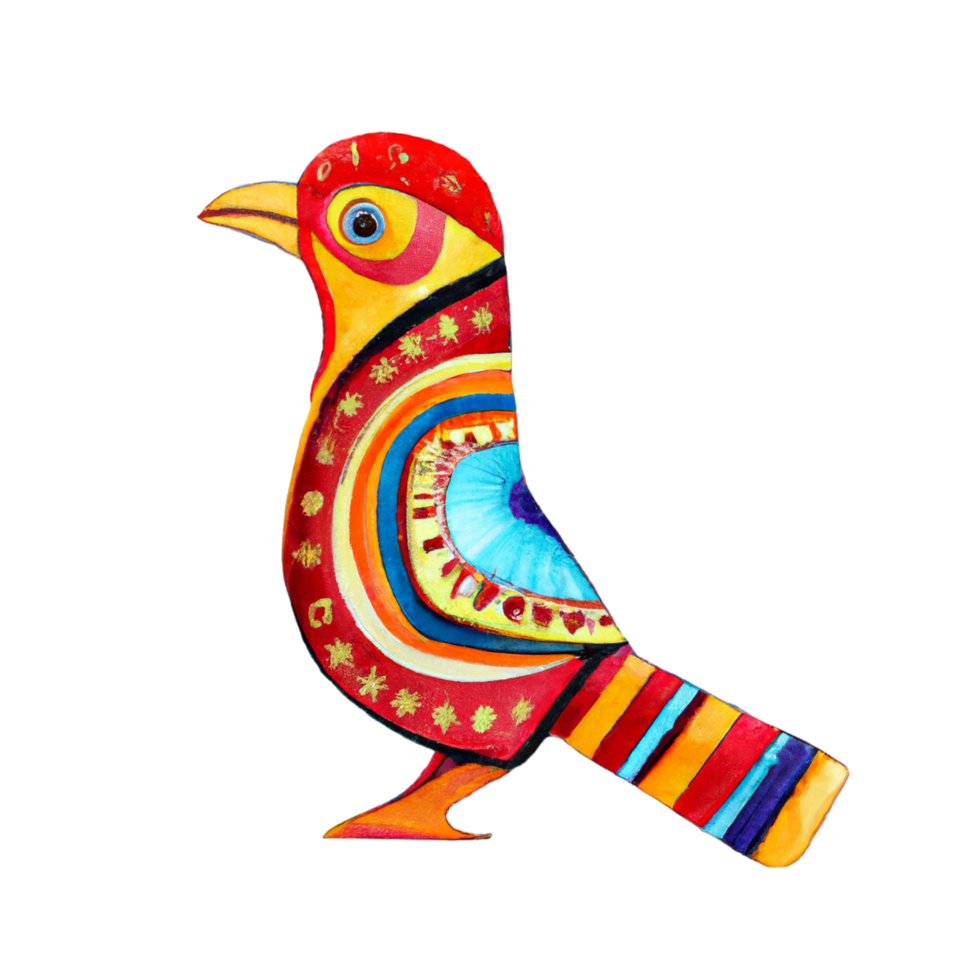 Folk Bird watercolor AI png