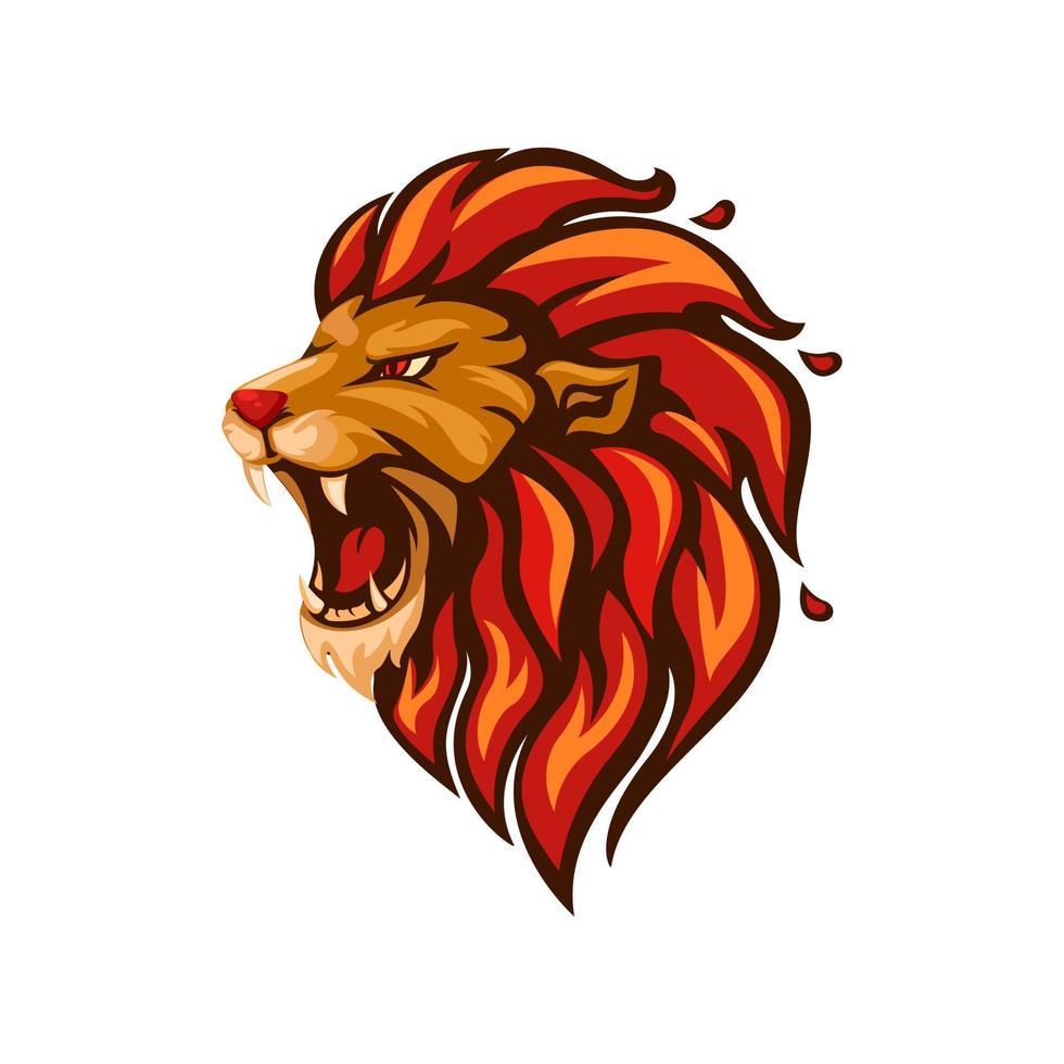Lion Head Mascot Logo Symbol cartoon illustration vector