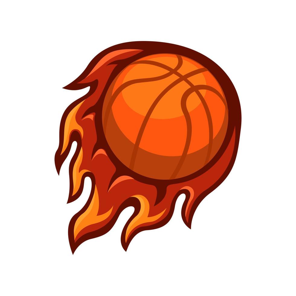 cesta pelota fuego deporte mascota logo símbolo dibujos animados ilustración vector