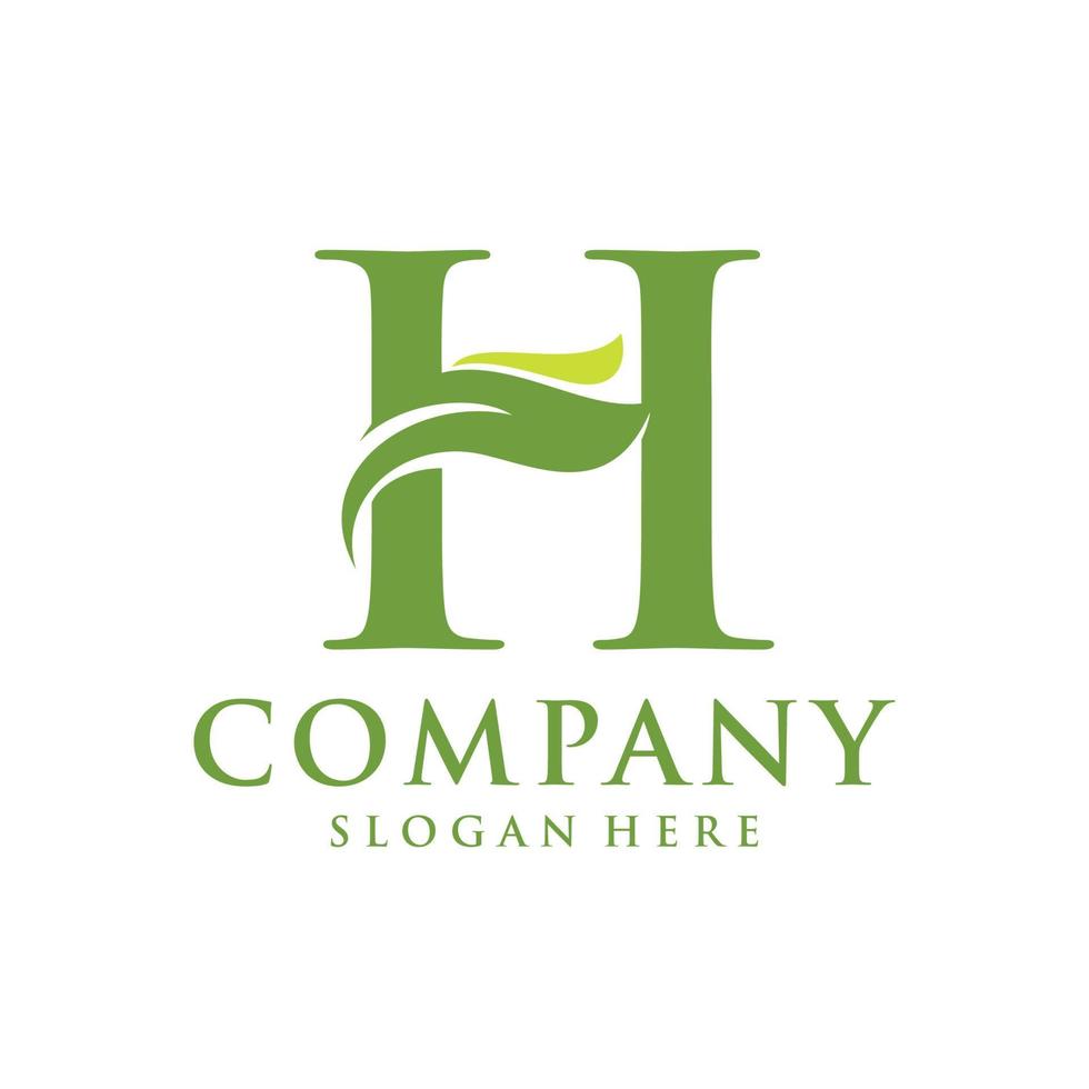 Letter H leaf initial logo vector