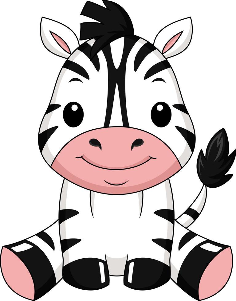 Cute baby zebra on white background vector