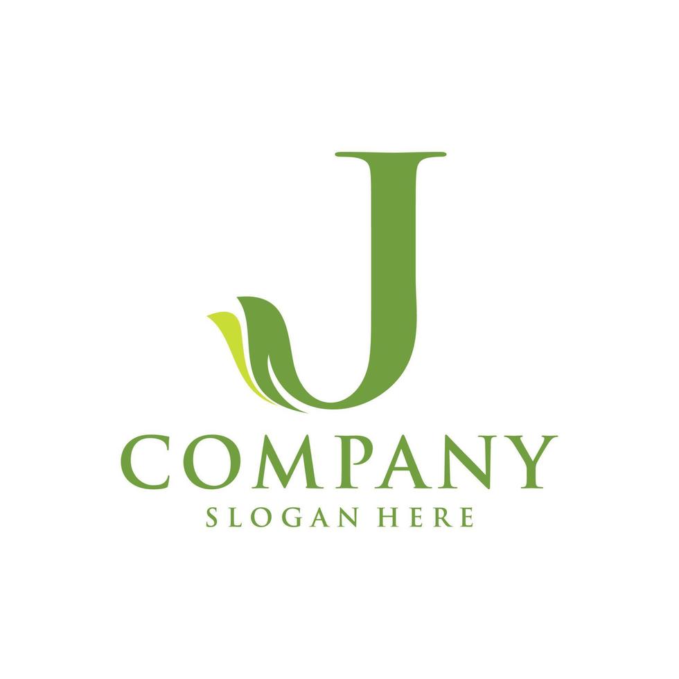 Letter J leaf initial logo vector
