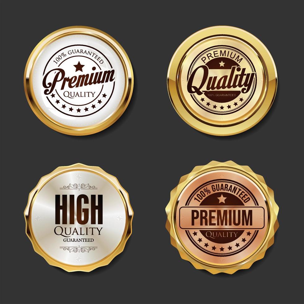 Luxury premium quality golden badges and labels collection vector