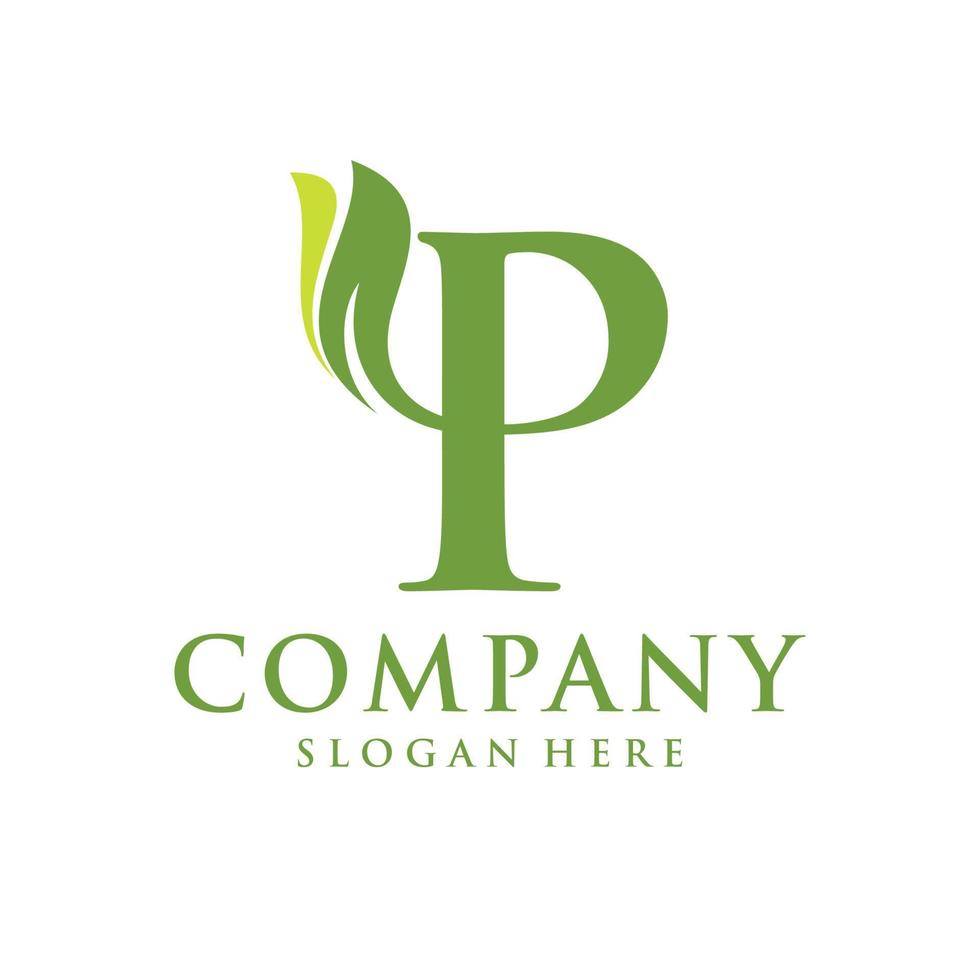 Letter P leaf initial logo vector