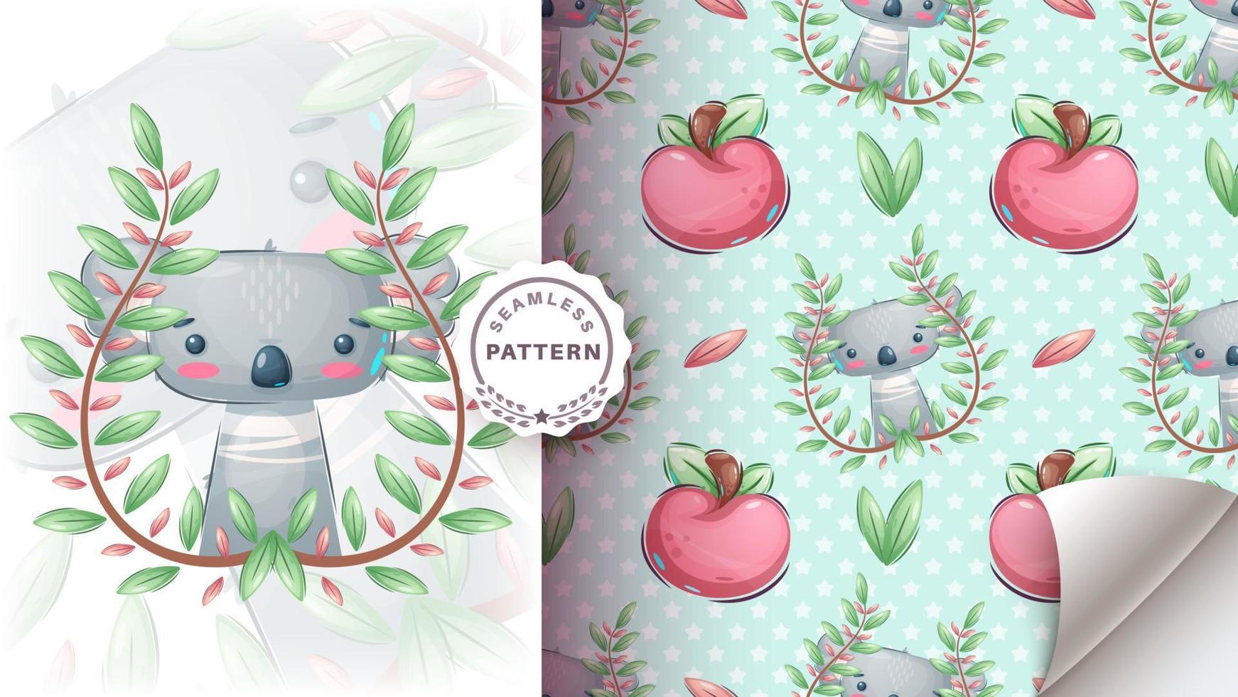 Seamless Pattern Koala Cartoon Character vector