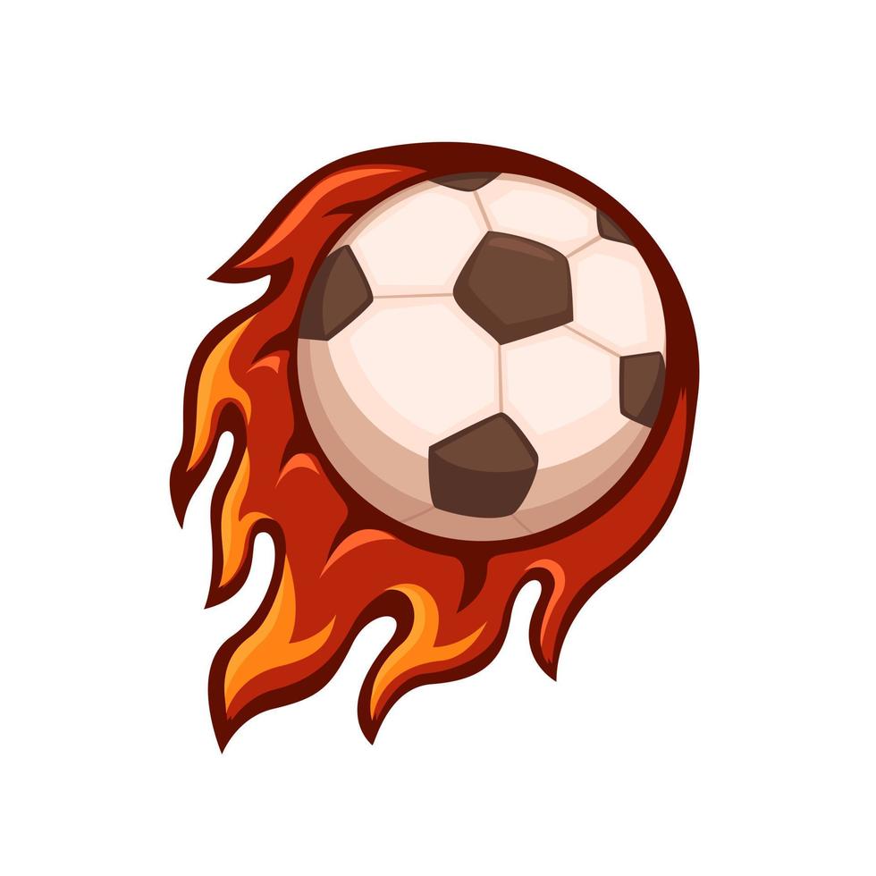 fútbol pelota fuego deporte mascota logo símbolo dibujos animados ilustración vector