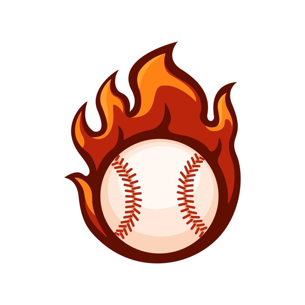 béisbol pelota fuego deporte mascota logo símbolo dibujos animados ilustración vector