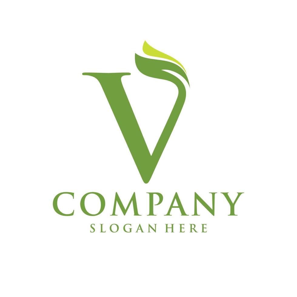 Letter V leaf initial logo vector