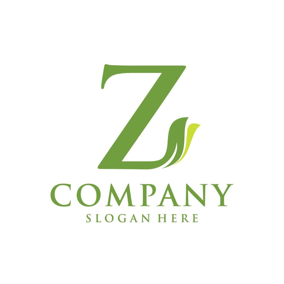 Letter Z leaf initial logo vector