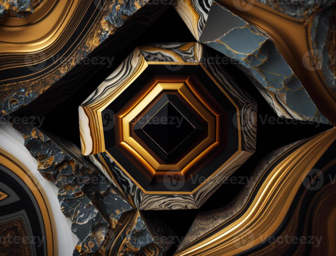 Marble stone texture background material with elements of semi-precious stones and gold created with technology photo