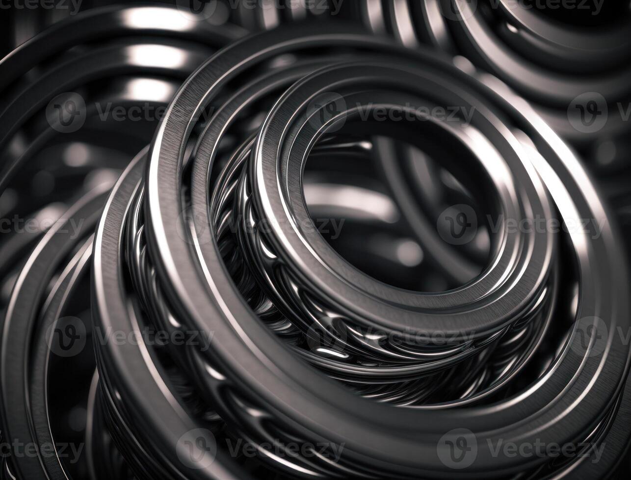 Concentric steel rings shapes Abstract geometric background created with technology photo