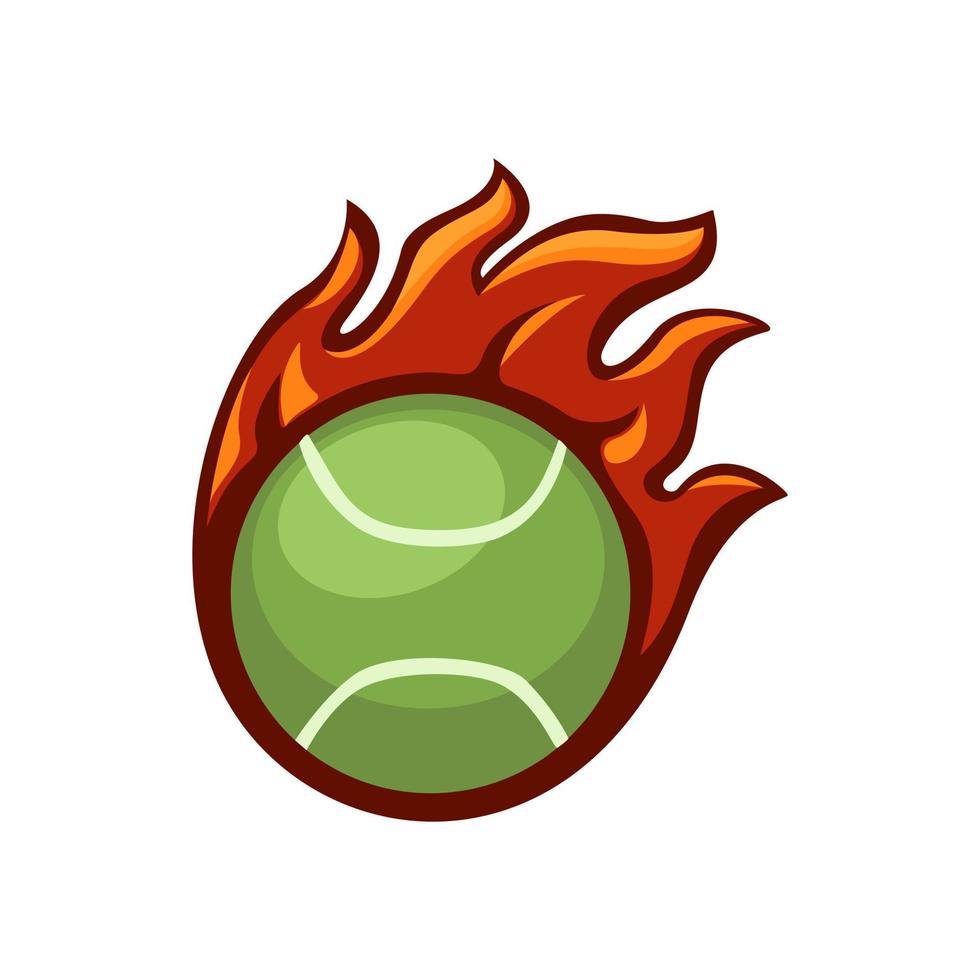 tenis pelota fuego deporte mascota logo símbolo dibujos animados ilustración vector