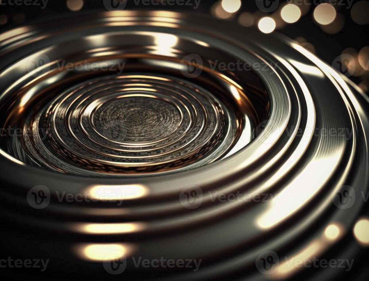 Concentric golden rings shapes Abstract geometric background created with technology photo