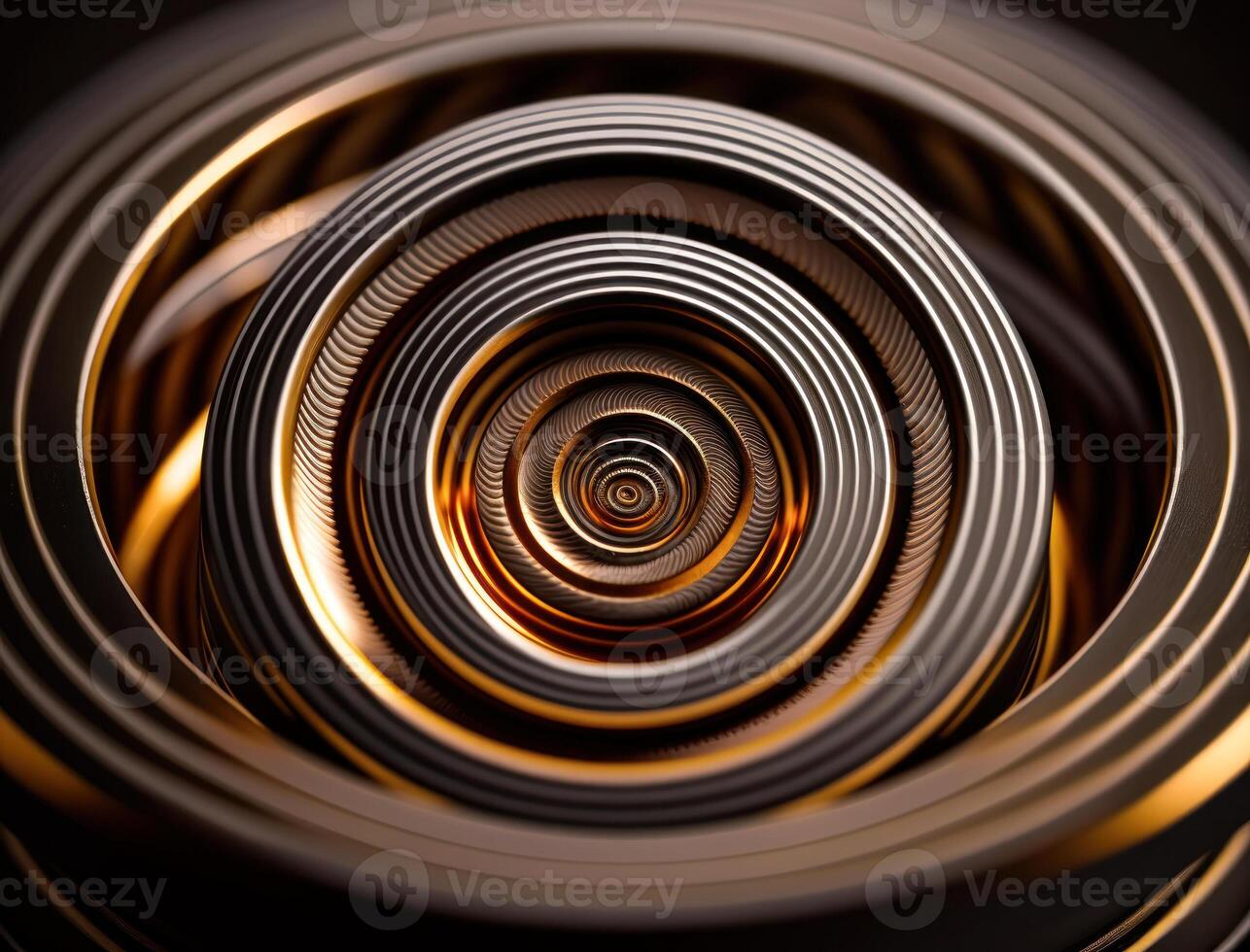 Concentric golden rings shapes Abstract geometric background created with technology photo