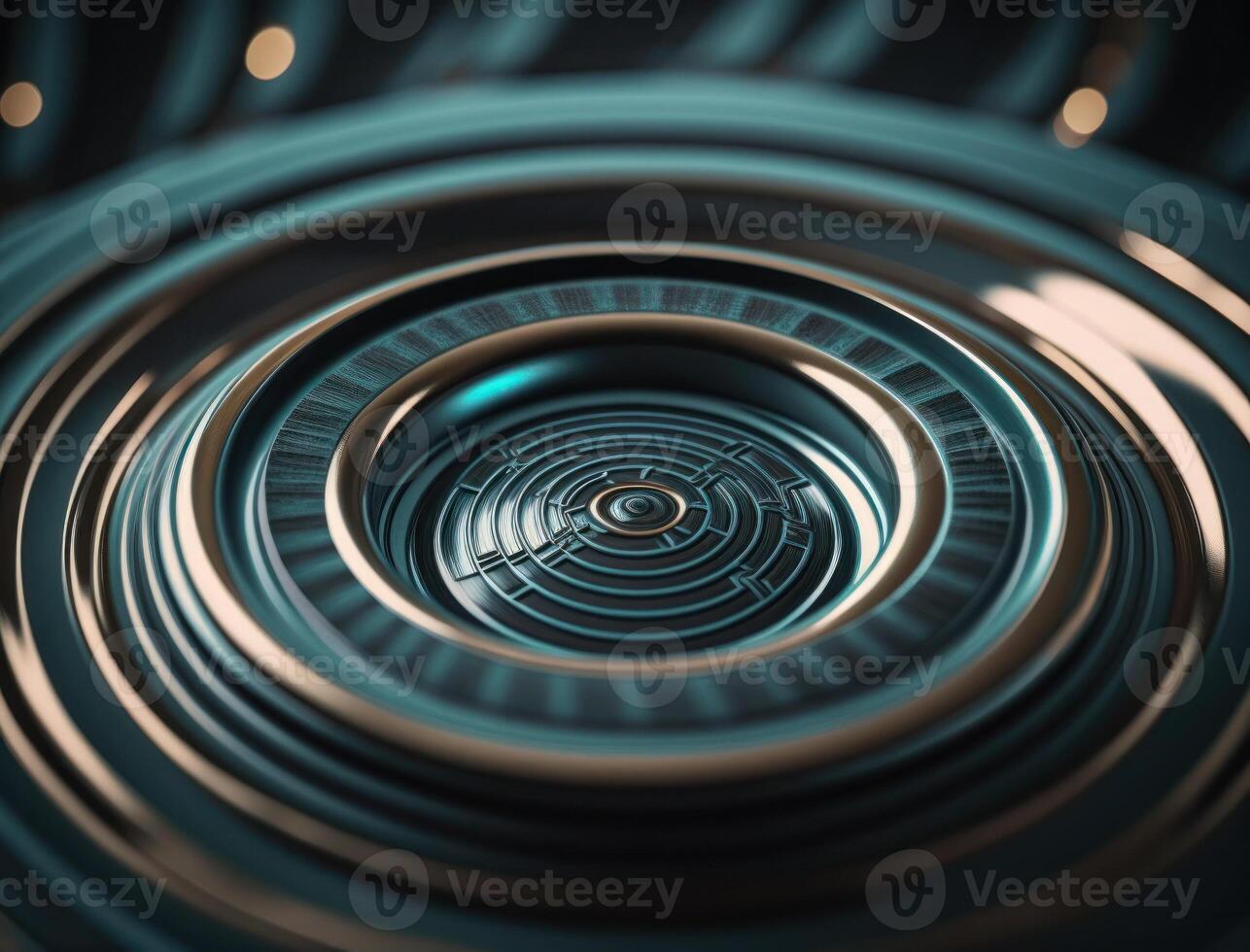Concentric golden rings shapes Abstract geometric background created with technology photo