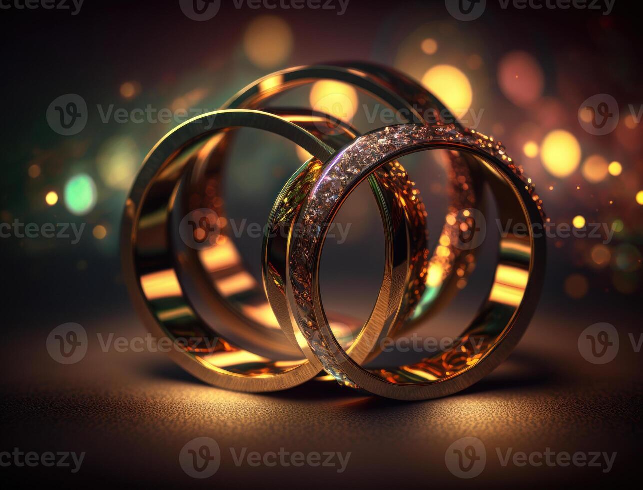 Concentric golden rings shapes Abstract geometric background created with technology photo