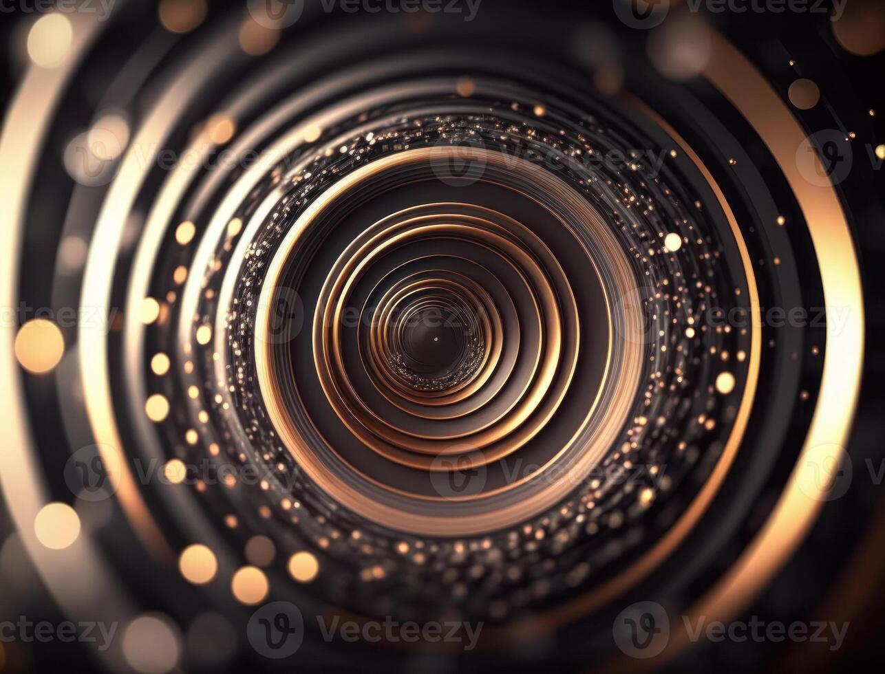 Concentric golden rings shapes Abstract geometric background created with technology photo