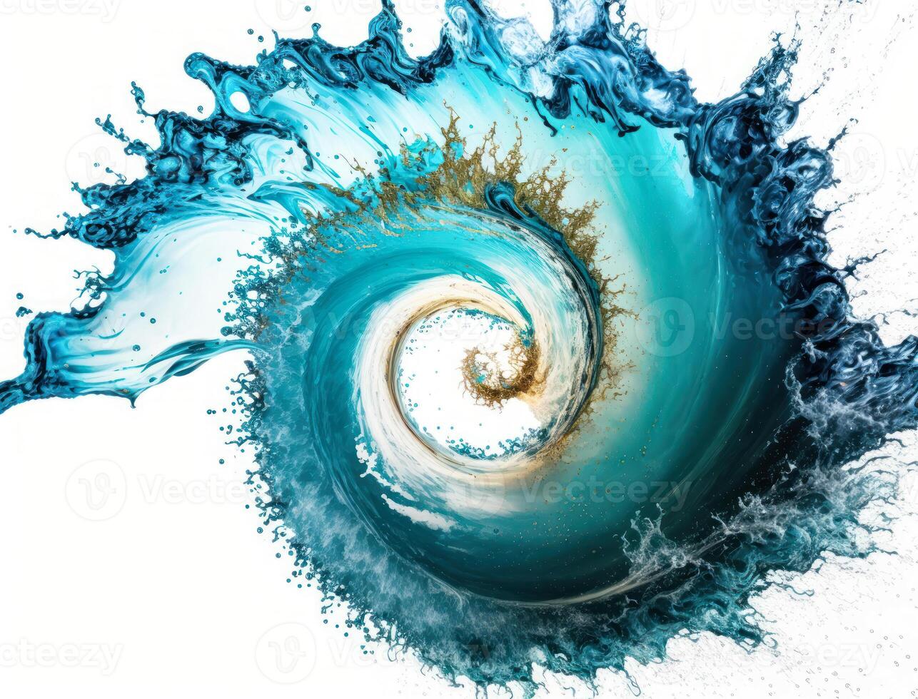 Radial spiral water splash background created with technology photo