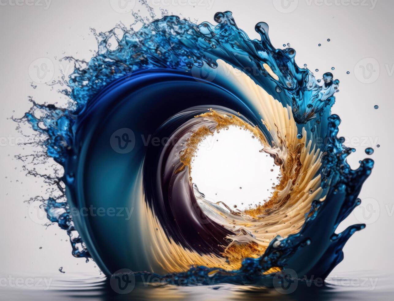 Radial spiral water splash background created with technology photo