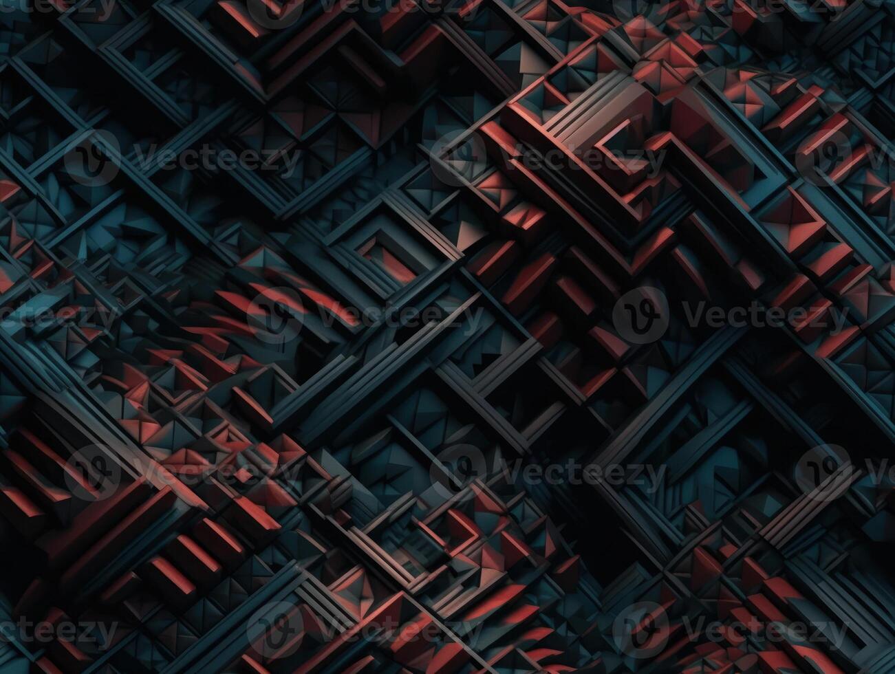 Dark abstract geometric grid pattern Seamless background created with technology photo