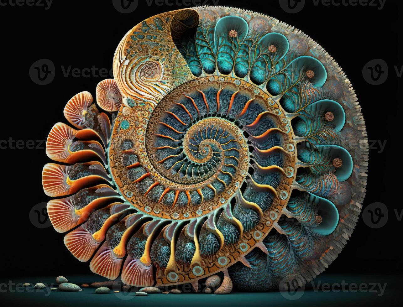 Ammonite fossil background created with technology photo