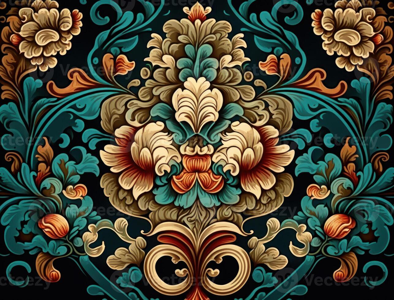Royal vintage Victorian Gothic background Rococo venzel and whorl created with technology photo