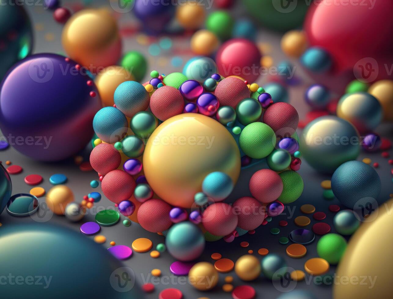 Colorful balls Dynamic liquid shapes background created with technology photo