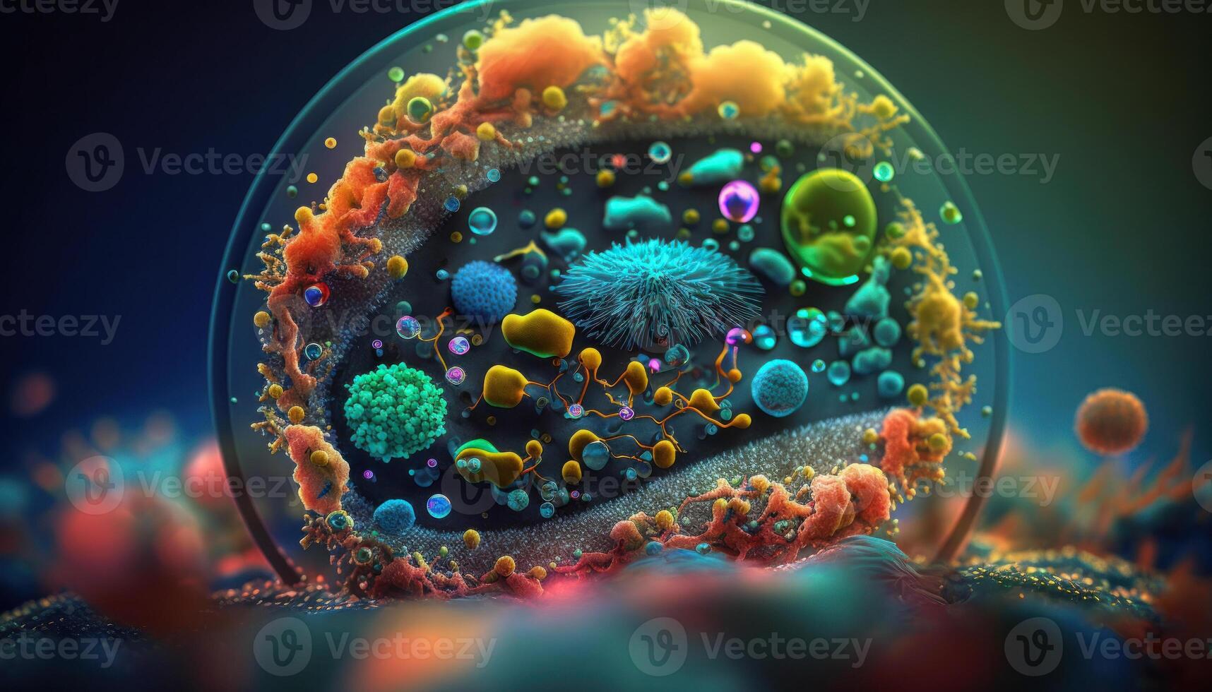 Bacteria and virus cells World under the microscope created with technology photo
