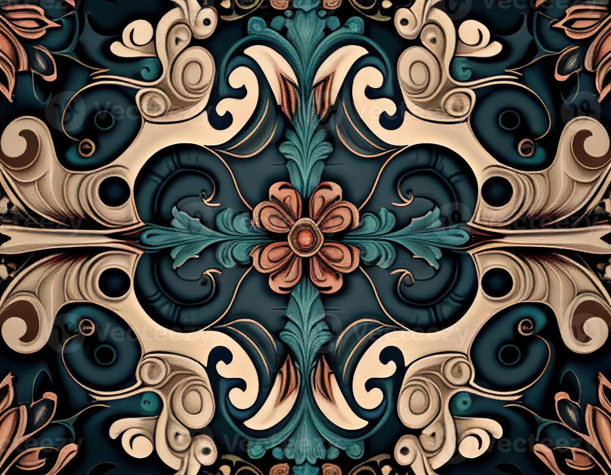 Royal vintage Victorian Gothic background Rococo venzel and whorl created with technology photo