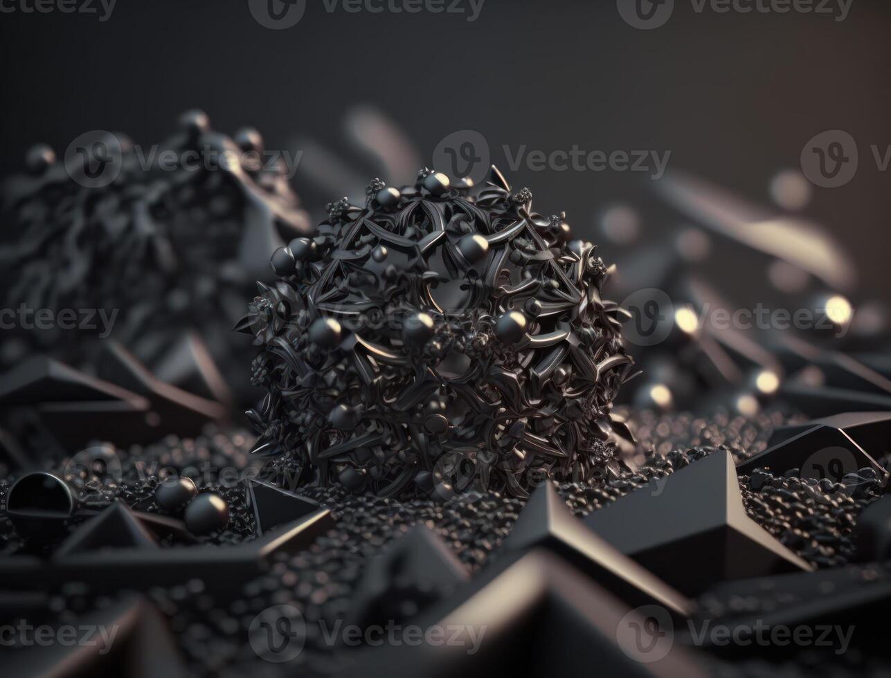 Abstract black geometric background Various shapes Flat lay created with technology photo