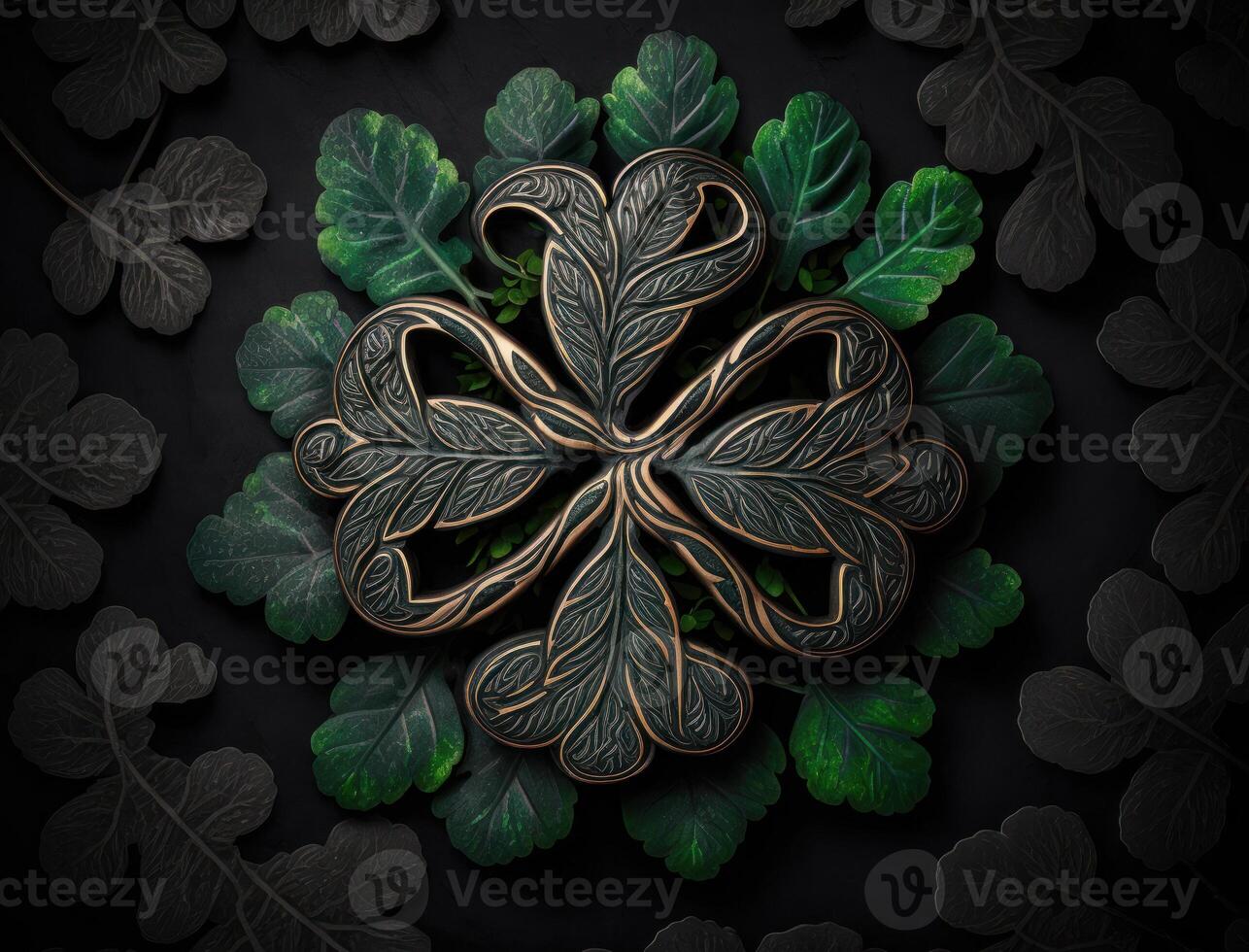 Ethnic celtic ornaments Esoteric vegetal background created with technology photo