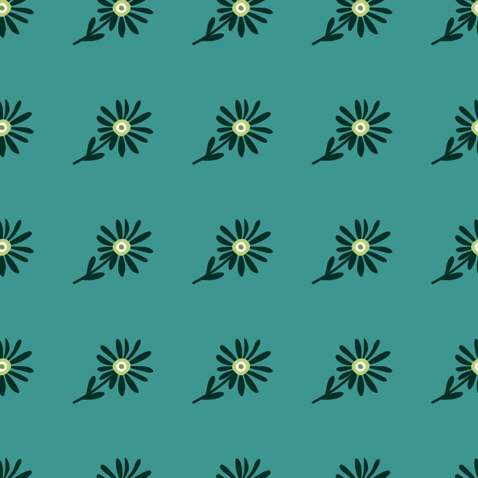 Decorative simple chamomile flower seamless pattern. Simple floral endless background. vector
