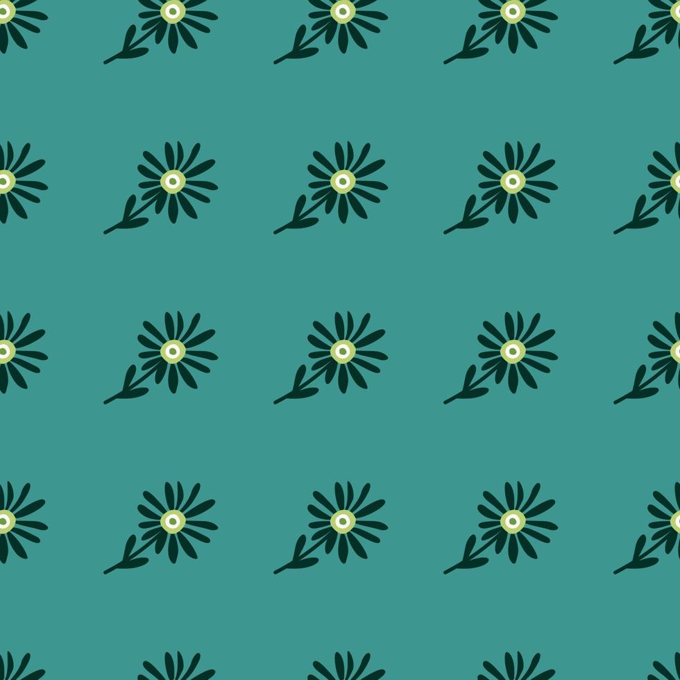 Decorative simple chamomile flower seamless pattern. Simple floral endless background. vector