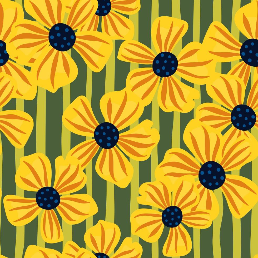 Abstract floral seamless pattern in simple style. Chamomile flower endless background. vector