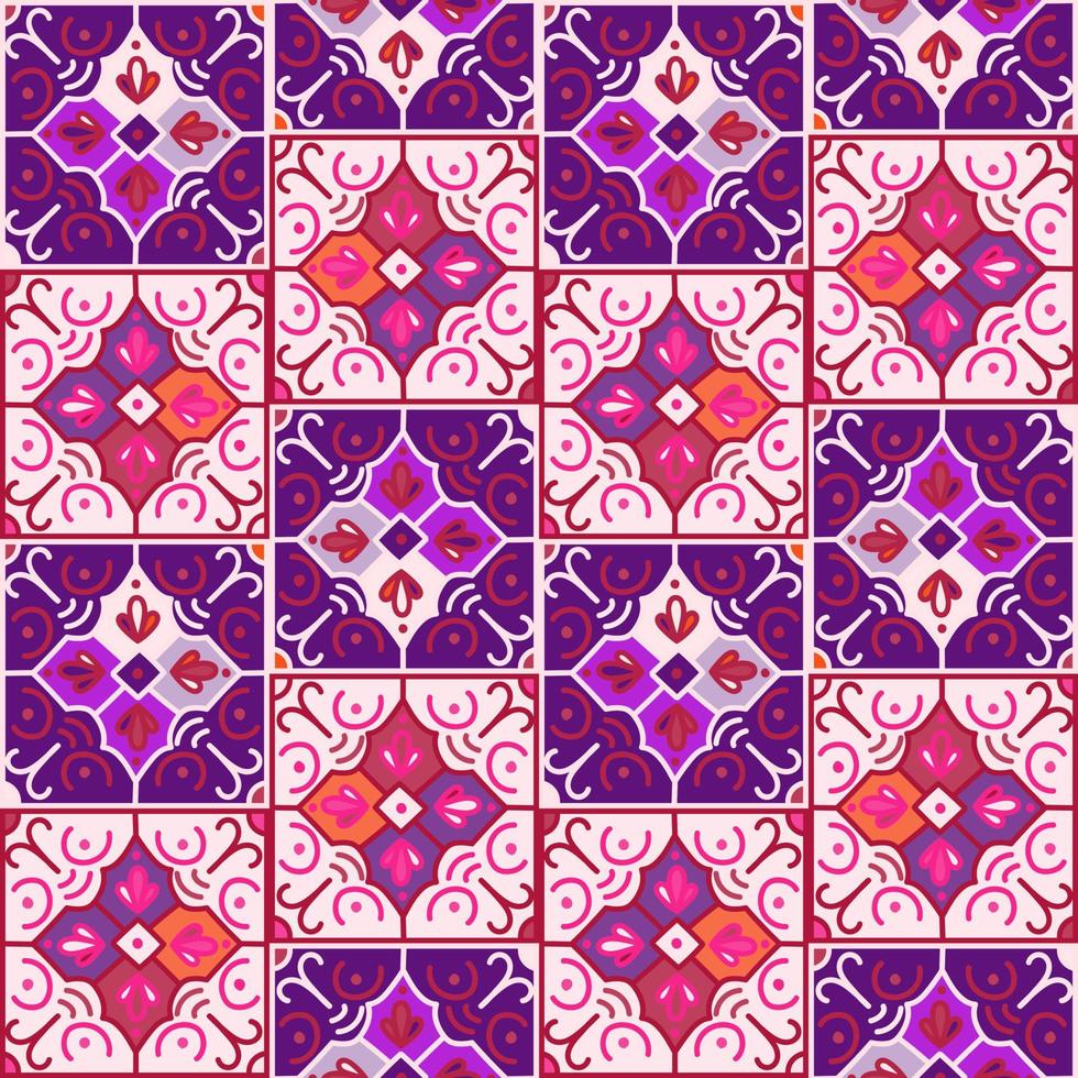 Seamless pattern with decorative mosaic elements. Vintage tile. Abstract geometric ornamental wallpaper. vector