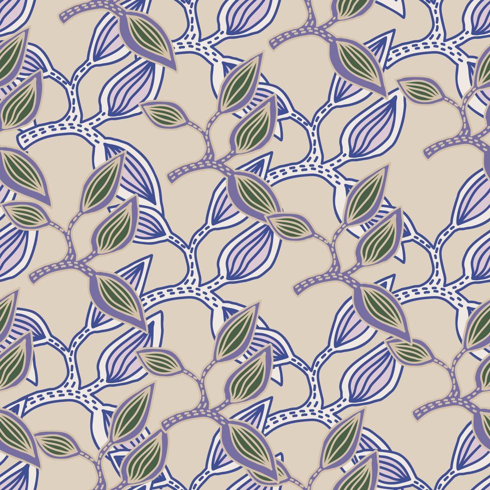 Seamless pattern with decorative leaves. Hand drawn exotic botanical texture. Sketch jungle leaf seamless wallpaper. vector