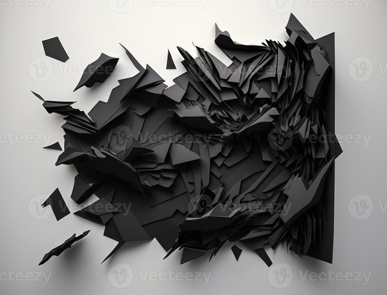 Abstract dark black various paper shapes background created with technology photo
