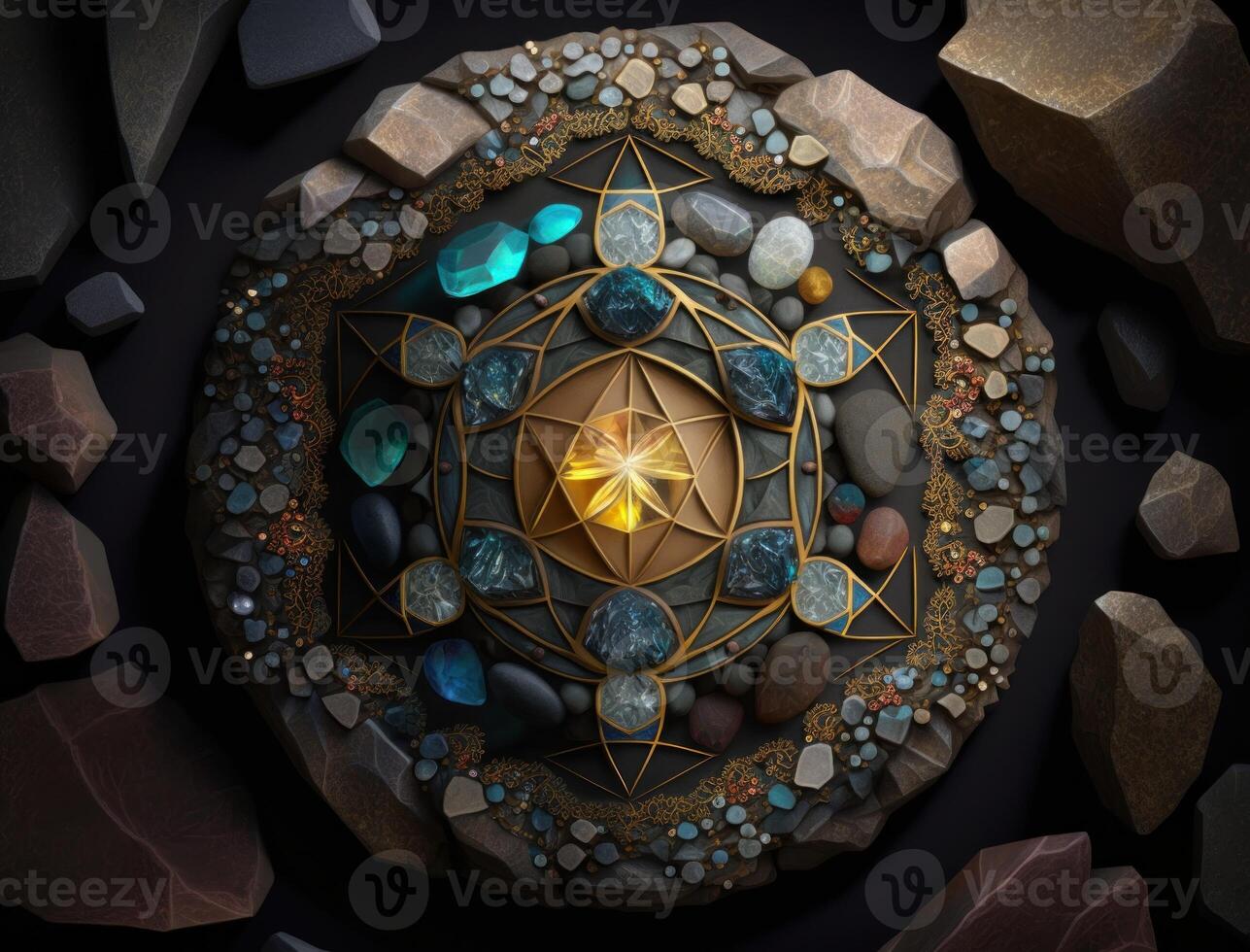 Fractal mandala Sacred geometry background created with technology photo