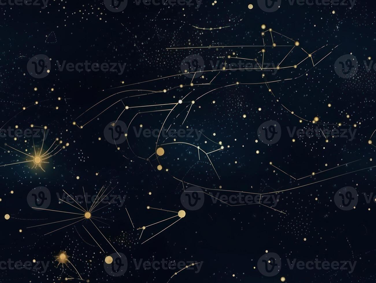 Starry sky space background seamless pattern in dark blue and green colors created with technology photo