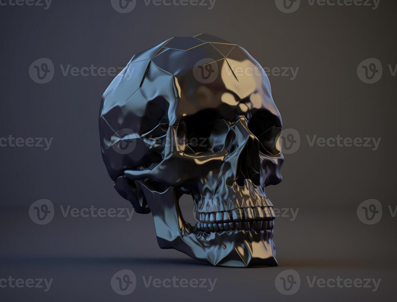 Bismuth skull created with technology photo