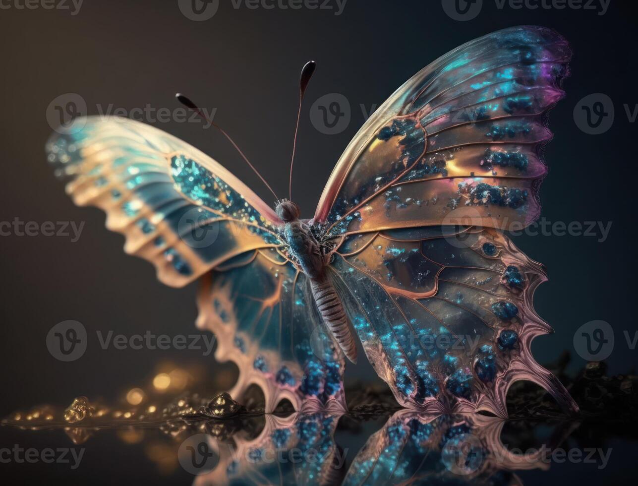 Abstract fantasy colorful butterfly background created with technology photo