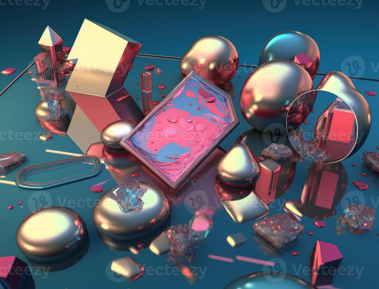 Vibrant pink and gold abstract composition of colorful circular shapes arranged in a grid pattern was created with technology photo